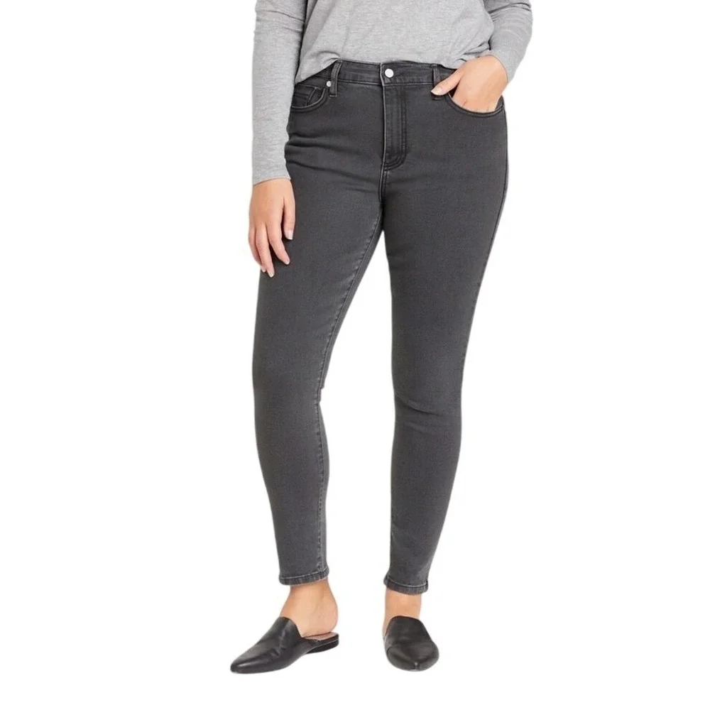 Serra Premium Jeggings Size 14 Gray High Rise Stretch Five Pocket Denim Leggings